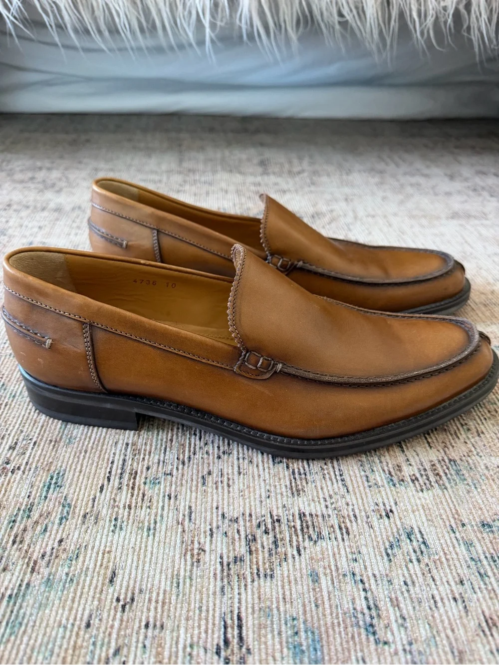 Antonio Maurizi Cognac Leather Slip-On Loafers